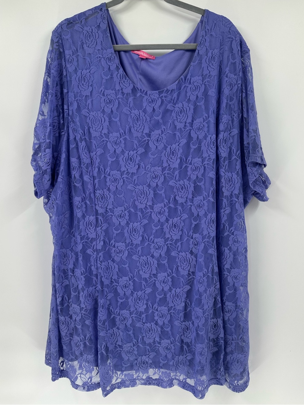Woman Within Lilac Lace Purple Rose Lace Short-Sleeve Tunic Top Plus Sz 4X